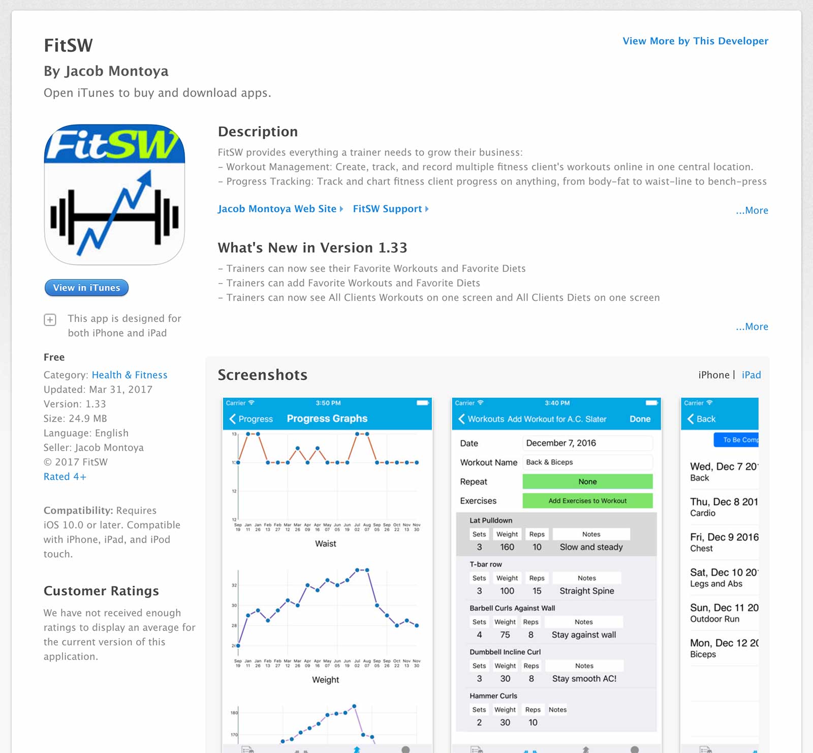 FitSW published app by course graduate