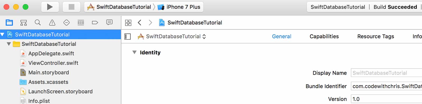Project settings in Xcode