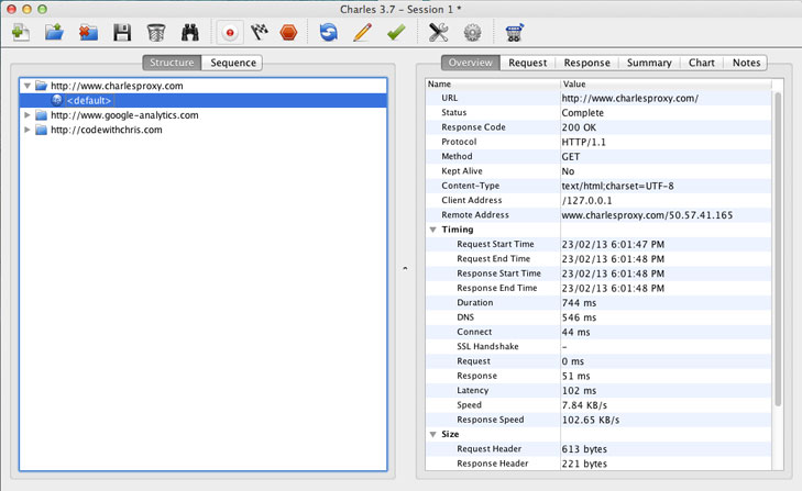 Charles Proxy User Interface