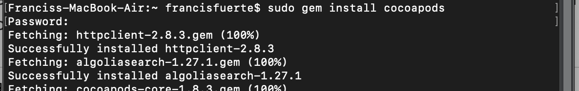 Installing Cocoapods via Terminal