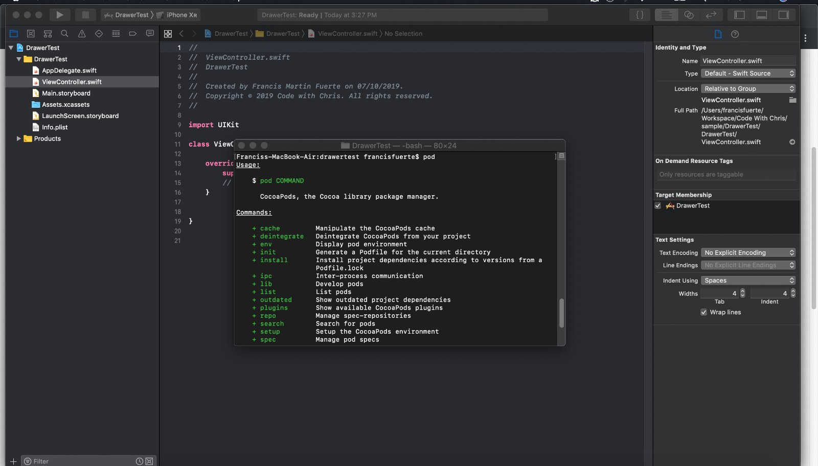 Navigate to your Xcode project folder