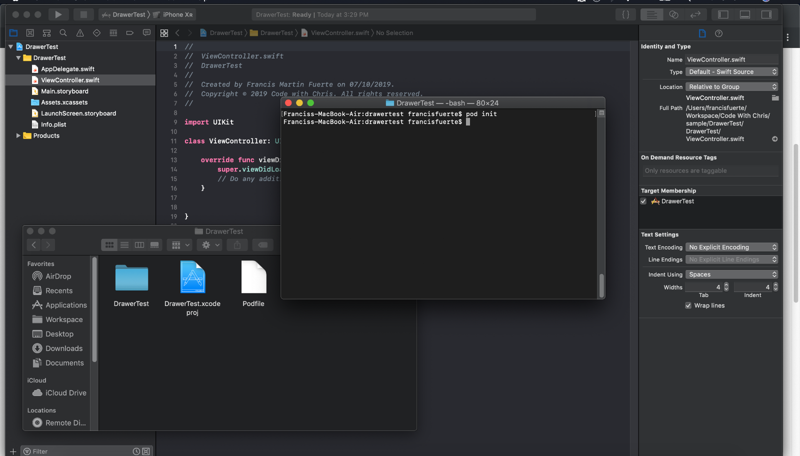 Init pod to create a podfile for your project