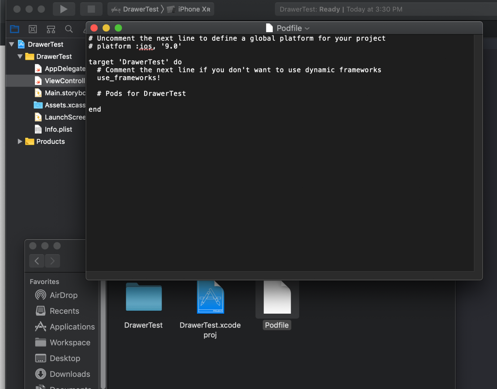 Open the podfile and list the pods you want to use