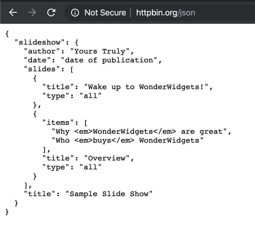 Here's some sample JSON
