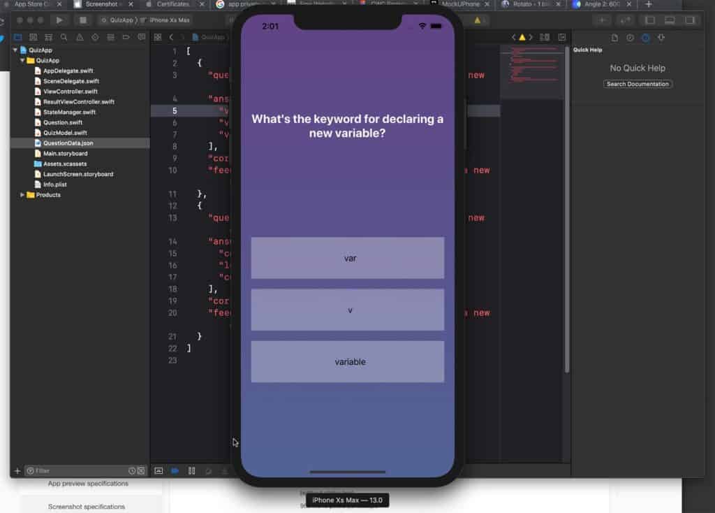 Using the iOS simulator for screenshots