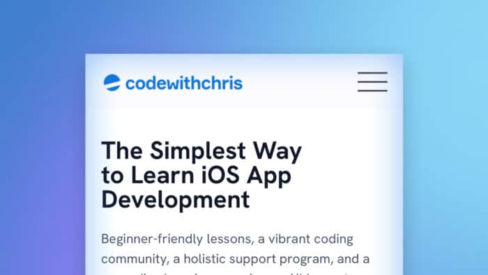 SwiftUI WebView displaying CodeWithChris in the iOS simulator