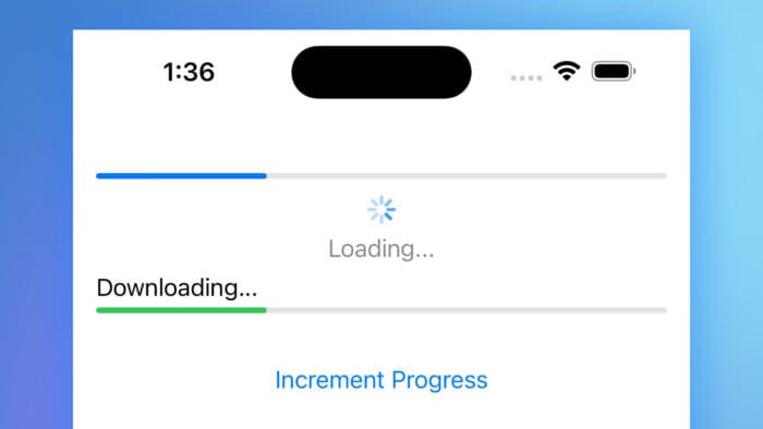 SwiftUI ProgressView examples in the iOS simulator