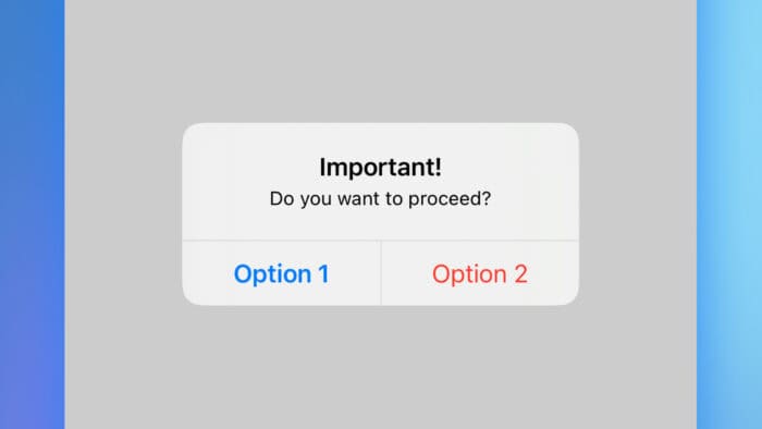 SwiftUI alert example in the iOS simulator