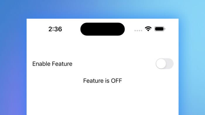 SwiftUI Toggle example in the iOS simulator