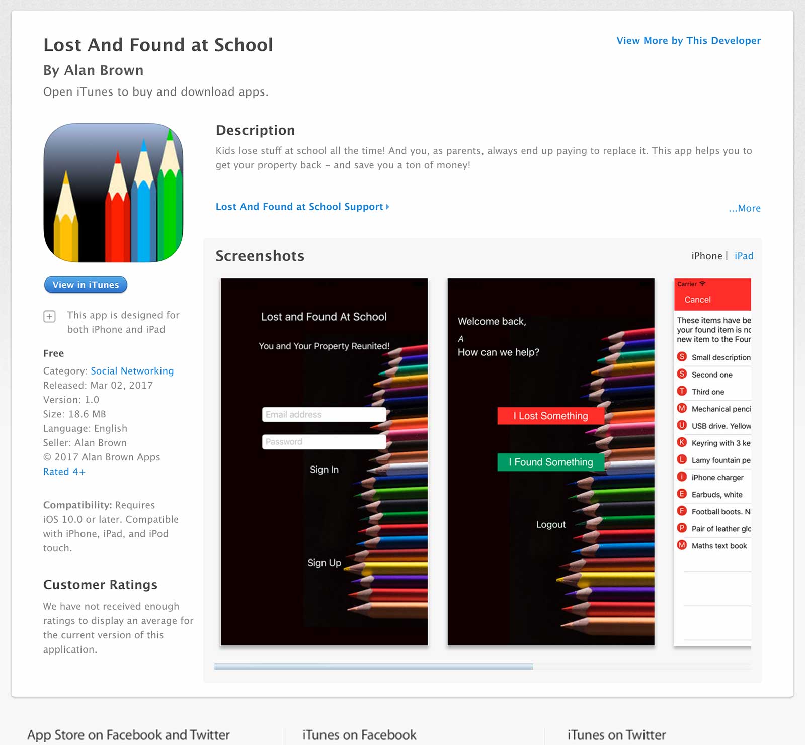 Lost and Found at School App