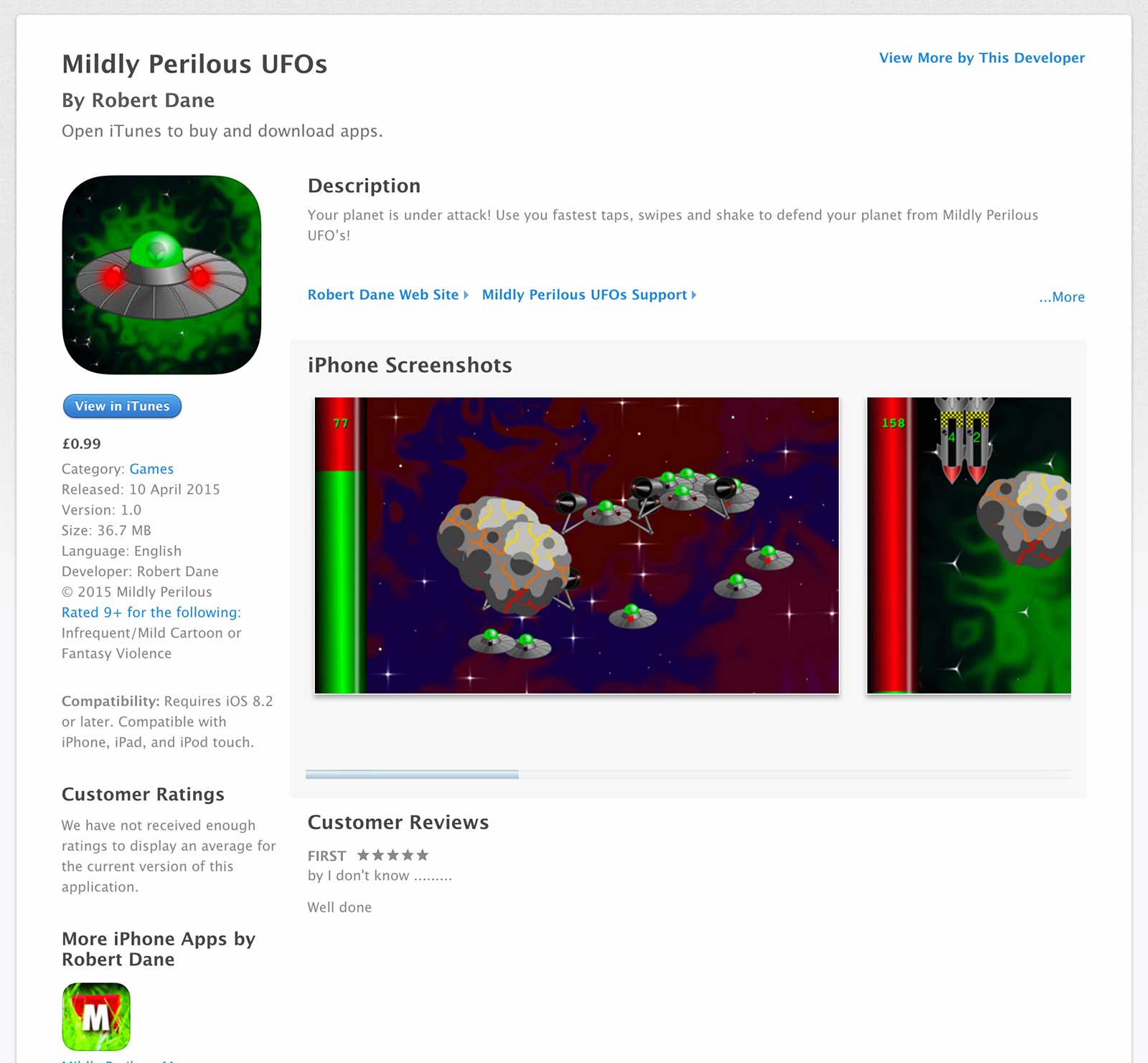 Mildly Perilous UFOs app