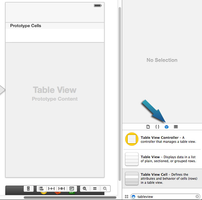 Adding a table view and table view cell to the storyboard