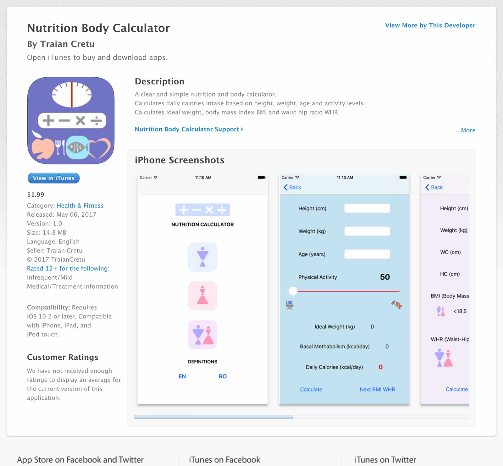 Nutrition Body Calculator app