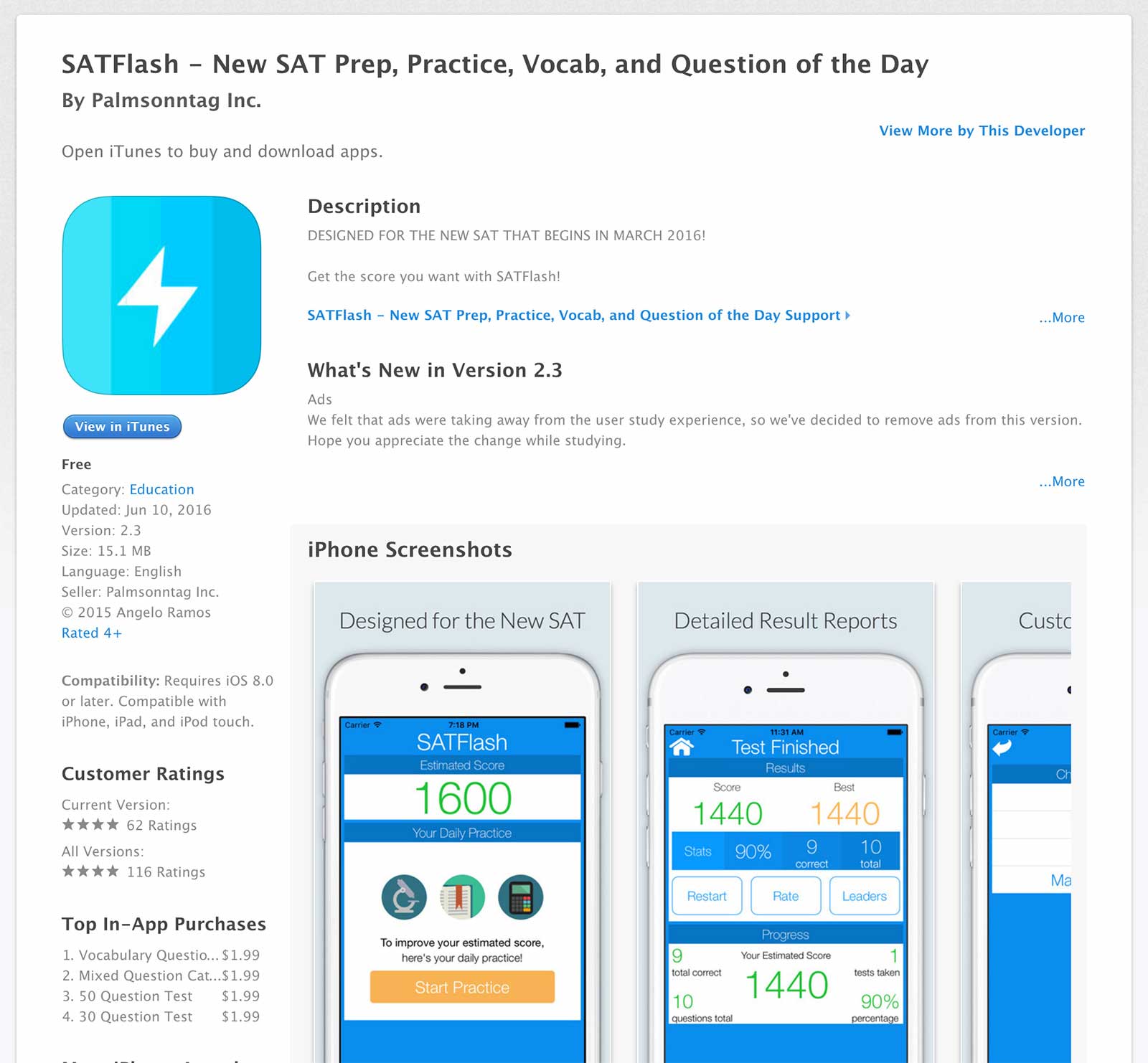 SATFlash published app by course graduate