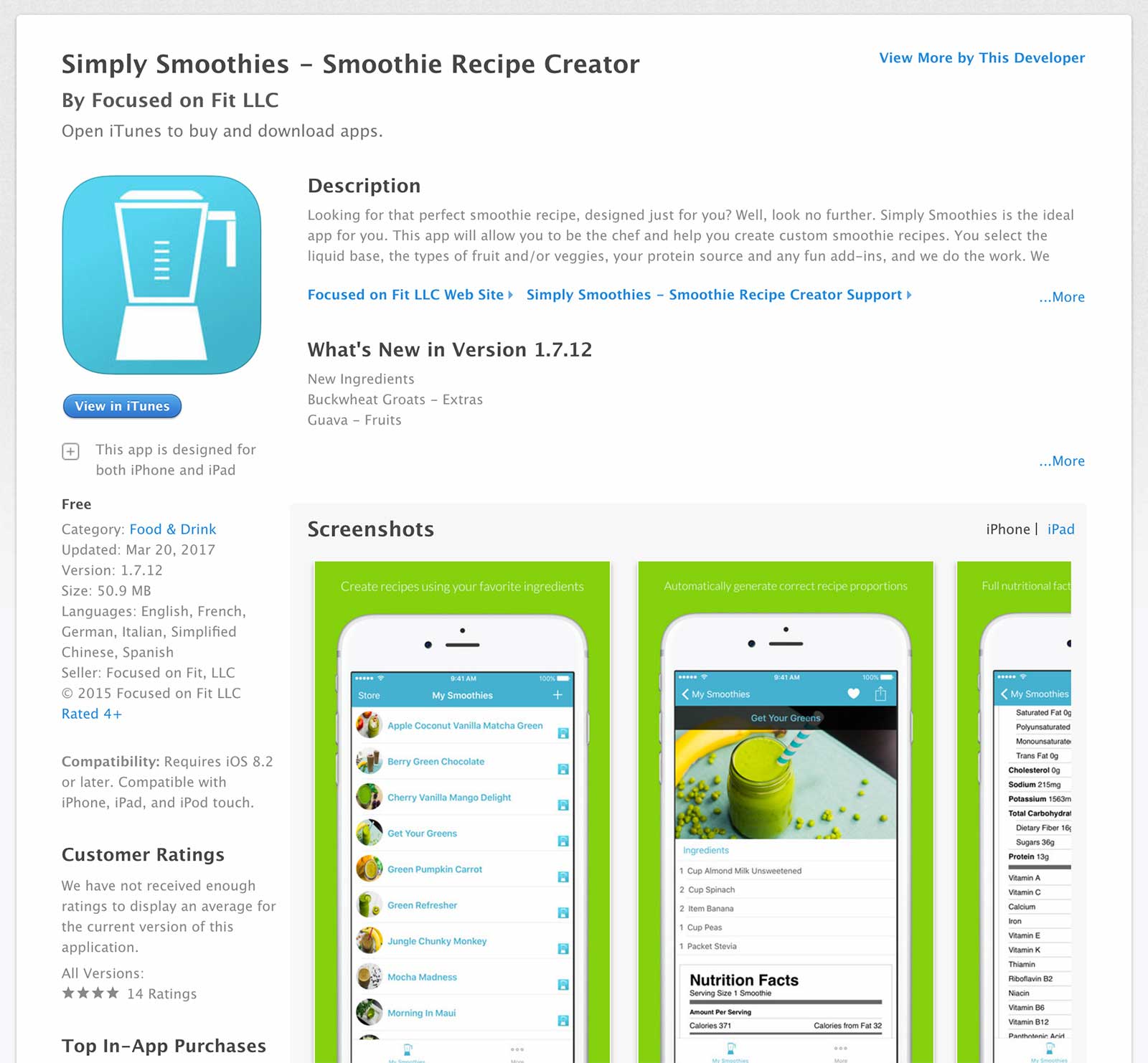 Simply Smoothies published app by course graduate
