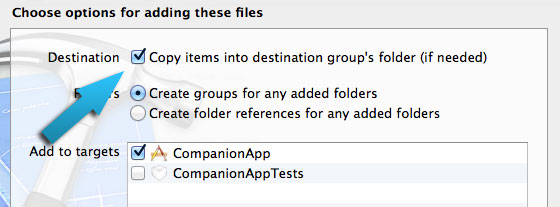 Copy items into destination groups folder