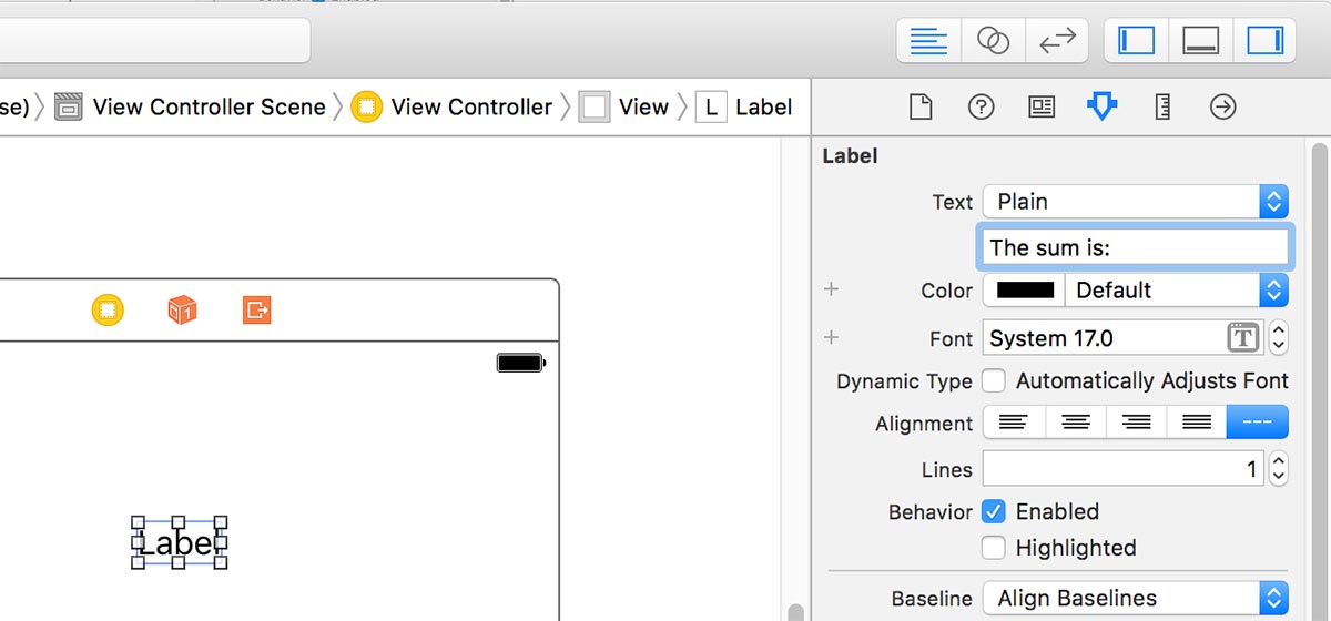 Configuring the UILabel