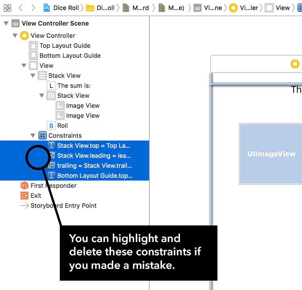 Viewing Constraints in the Document Outline