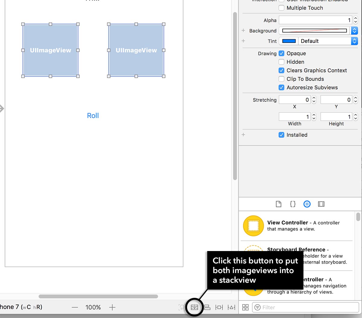 Putting two UIImageViews into a Stack View