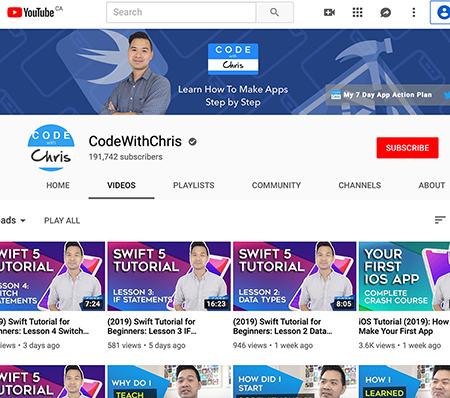 CodeWithChris on YouTube