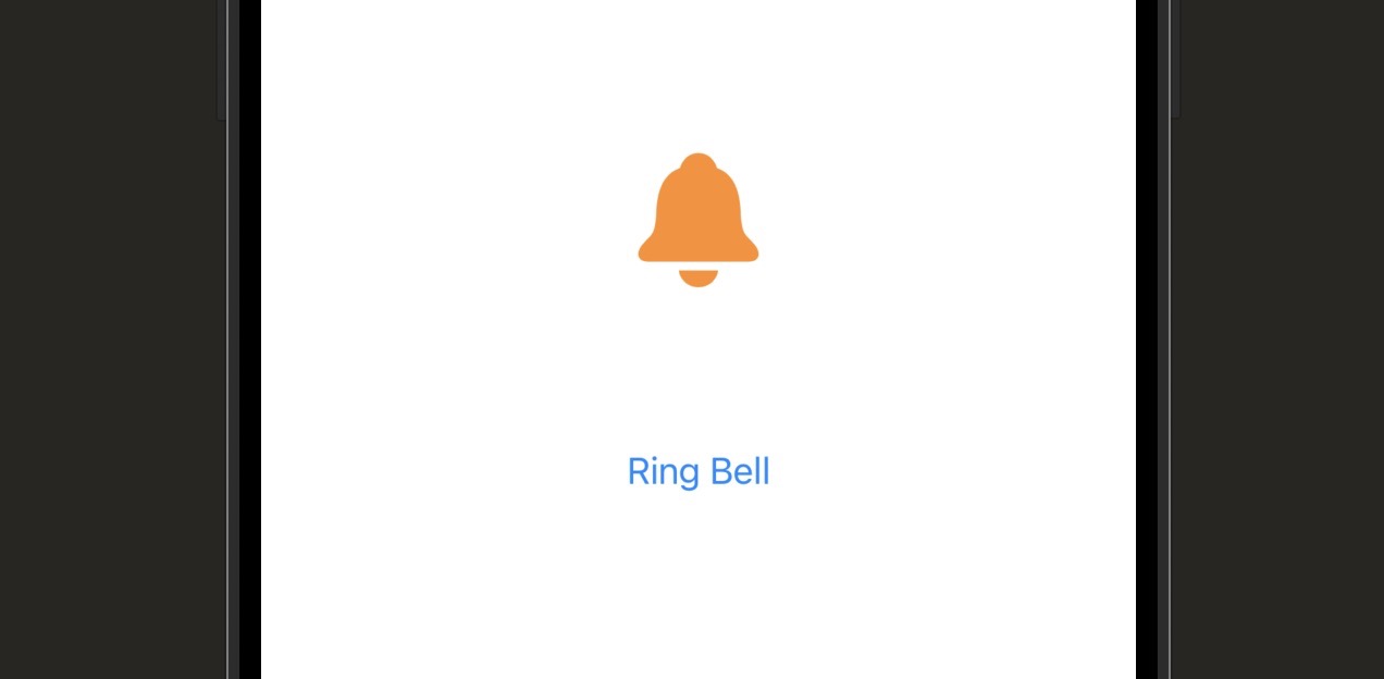 An orange bell icon in its resting position (phase 0.0 offset). When the Ring Bell button is tapped, the bell moves up 30 points (phase -30.0), then returns to rest with a spring bounce (phase 0.0 again), creating a ringing bell effect.