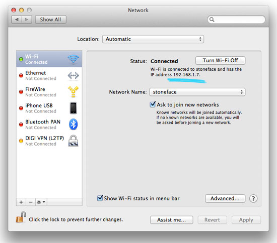 System Preferences Network Settings