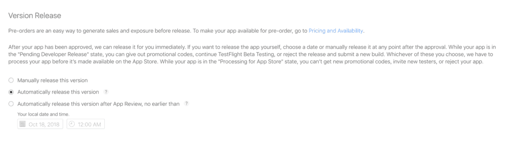 App Release Options