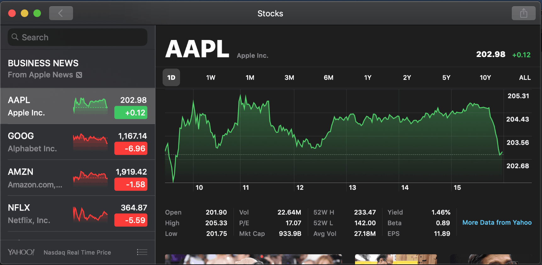 Data in an app