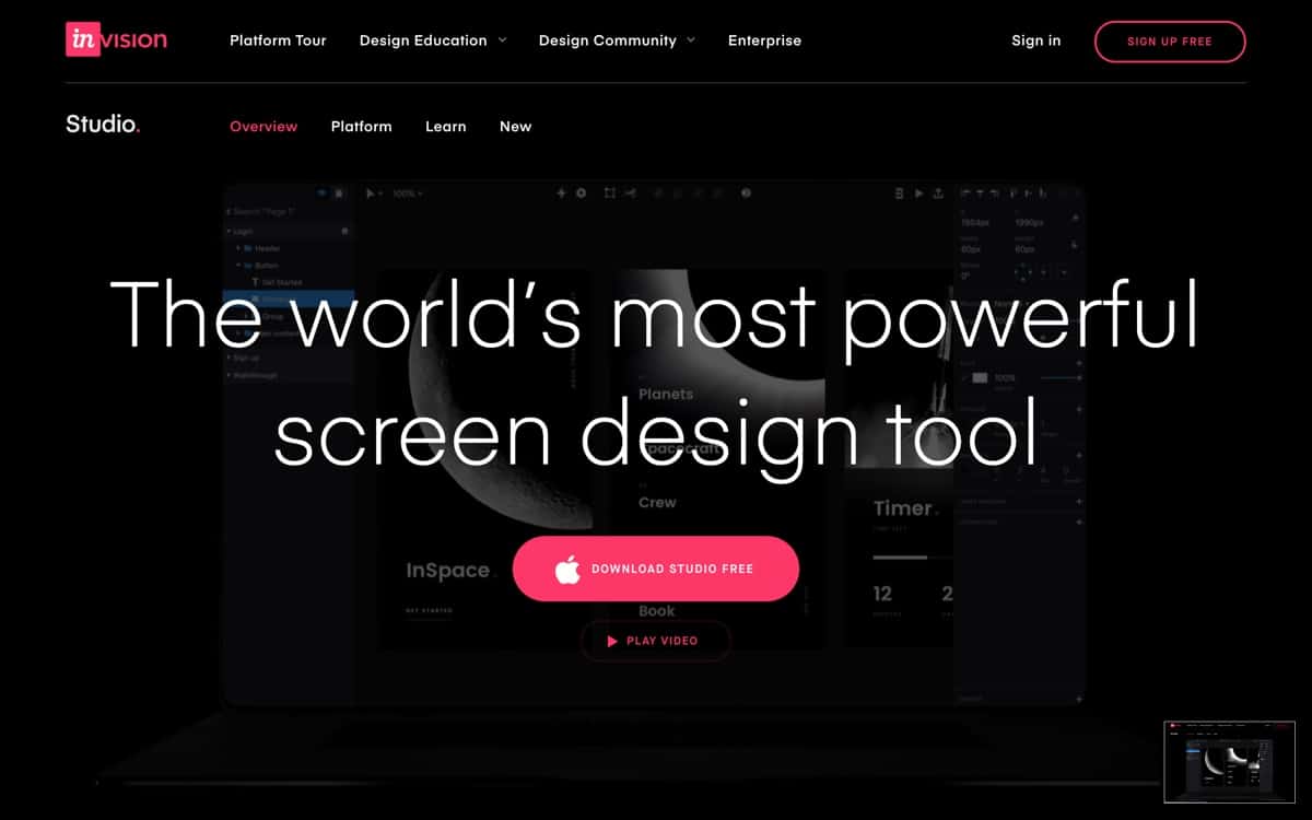 InVision Studio website