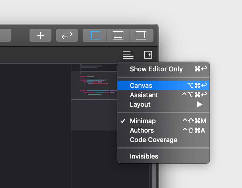 Show the canvas pane in the Editor Area if it's hidden